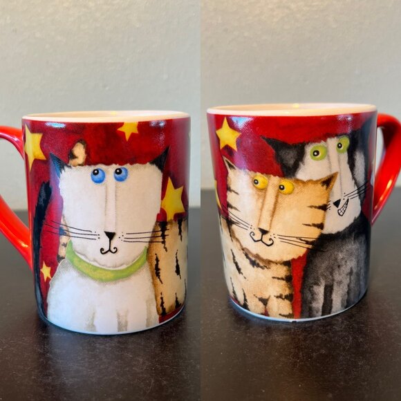 GIBSON Whimsical Cat Lover Ceramic Mug ~ Artwork by Debi Hron ~ Kittens ~ Cats - Picture 1 of 14